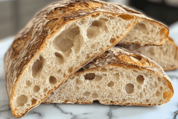 Artisan Sourdough Bread with Crispy Crust and Open Crumb