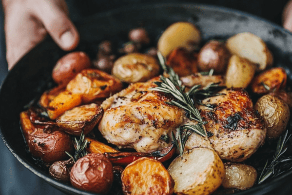 One-Pan Garlic Butter Chicken with Veggies and Potatoes