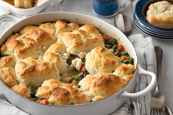 Savoury Chicken Cobbler with Fluffy Biscuit Topping