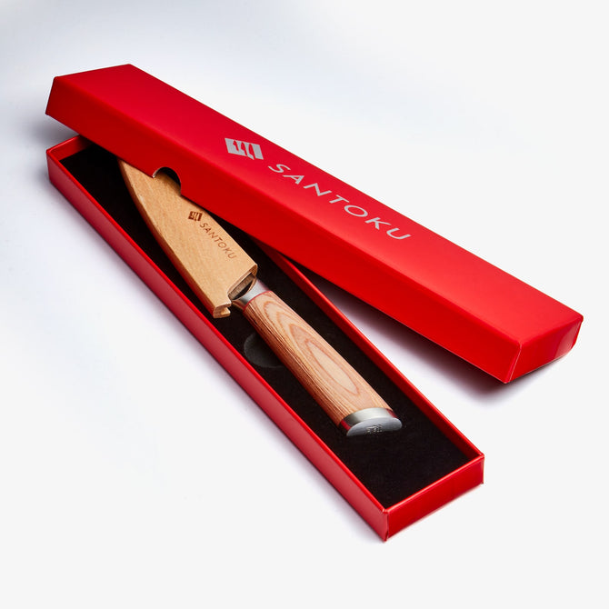 हरुता 6 इंच VG10 जापानी दमिश्क स्टील बोनिंग चाकू लकड़ी के हैंडल और स्कैबर्ड के साथ